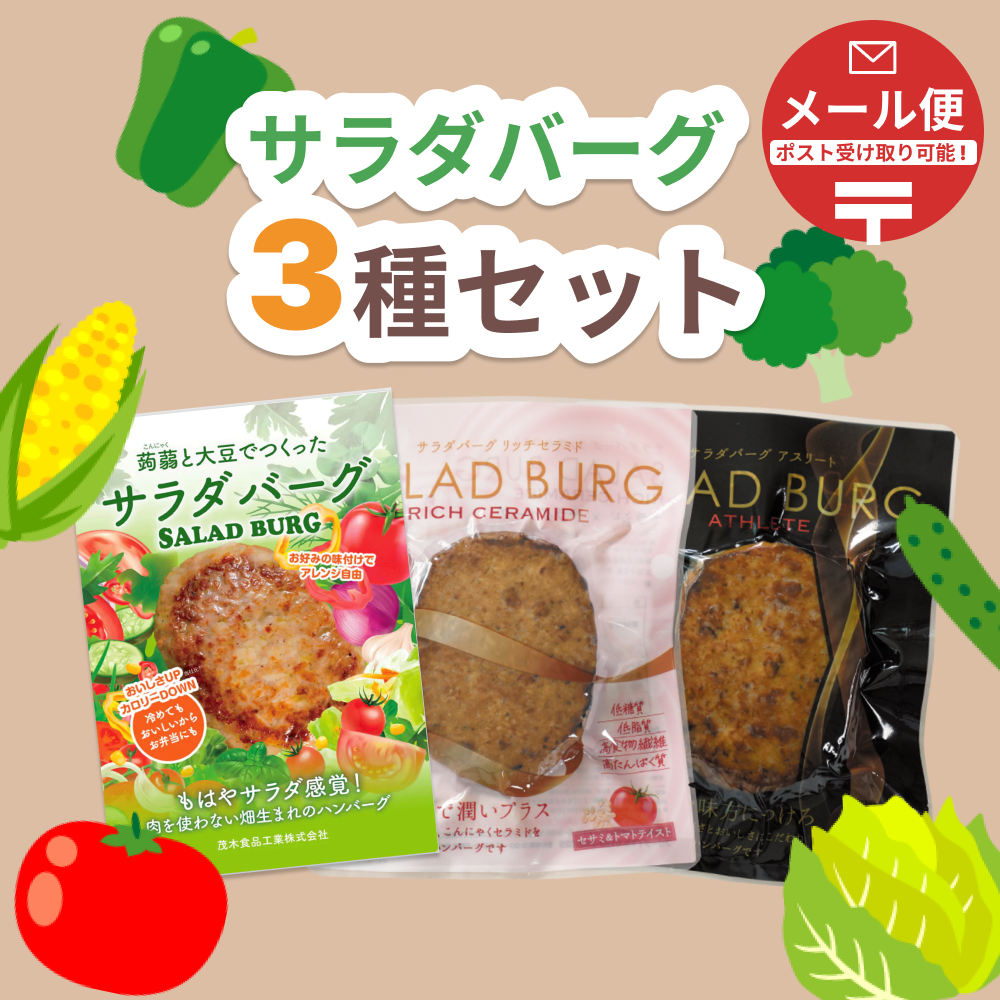 【送料無料！！】蒟蒻と大豆でつくったサラダバーグ 3種セット