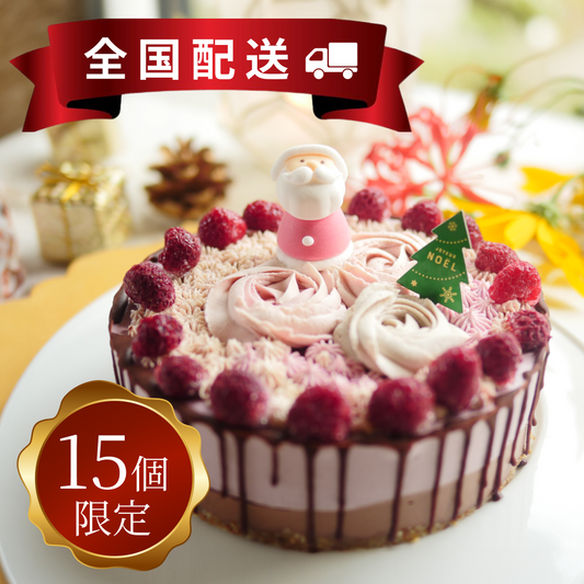 クリスマスRaw苺チョコレートケーキ5号【全国配送】配送指定：11月25日(月)~12月25日(水)